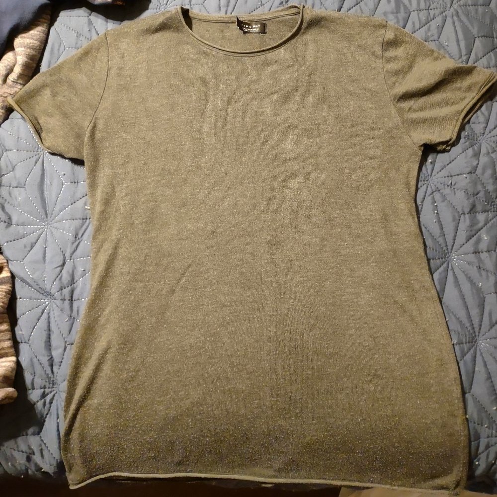 ZARA Man Dress Shirt - (USA Size MED) - Forest Green